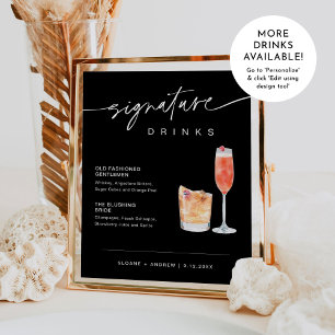 NOIR Signature Drinks Hochzeitszeichen Schwarz 8x1 Poster