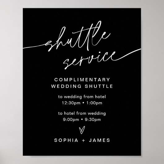 NOIR Wedding Shuttle Service-Zeichen Poster (Vorne)