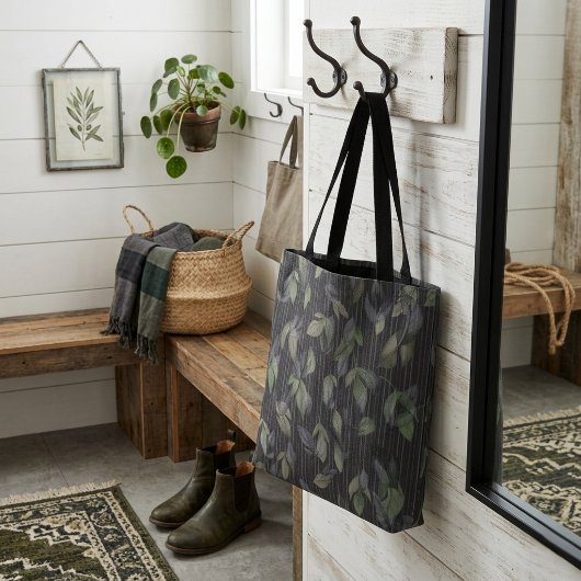 Noir Woven Blätter und Streifen Tasche
