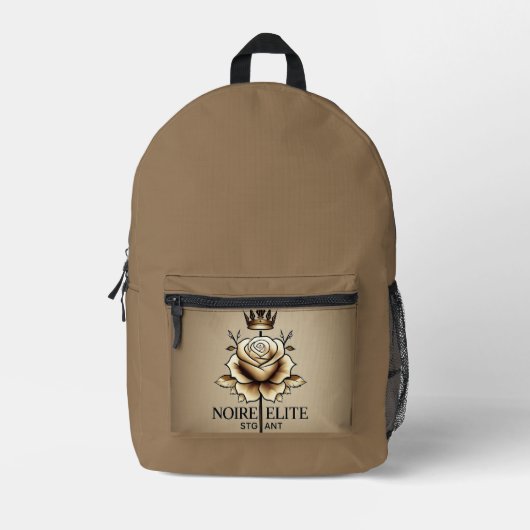Noire Élité Beige Crowned Rose Rucksack – Minimal (Vorderseite)