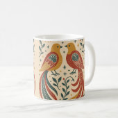 Nokshi Katha: Vogel (Pakhi) Kaffeetasse (VorderseiteRechts)