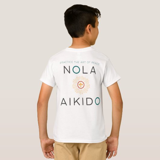 NOLA Aikido Kinder T - Shirt mit Grün (Schwarz voll)