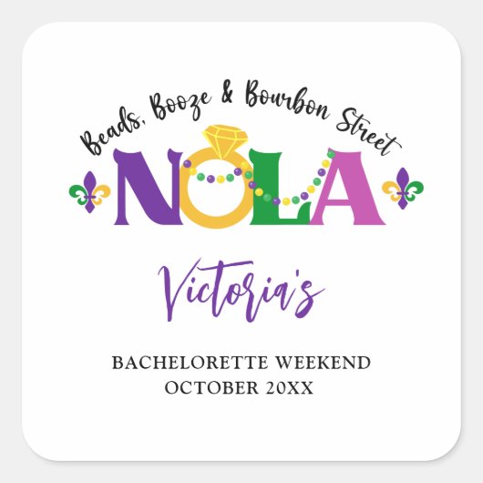NOLA BACHELORETTE WEEKEND RUNDER AUFKLEBER (Vorderseite)