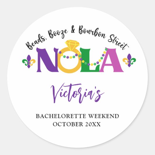 NOLA BACHELORETTE WEEKEND RUNDER AUFKLEBER (Vorderseite)