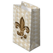 Nola Gold & White French Lilie Kleine Geschenktüte (Vorderseite Schrägansicht)