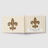 Nola Gold & White French Lilie Wedding Gästebuch (Voll)