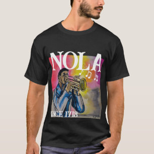 NOLA Jazz Trumpet Man Wasserfarbenmalerei T-Shirt