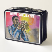 NOLA New Orleans Jazz Trumpeter Metall Brotdose (Rückseite)