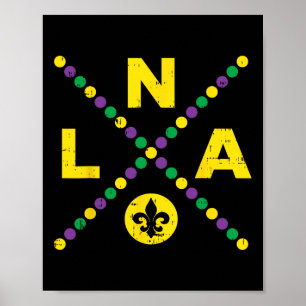 Nola New Orleans Louisiana Jester Funny Mardi Gras Poster