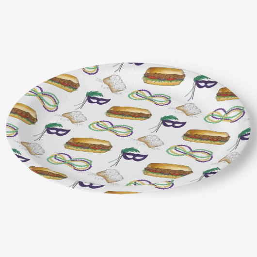 NOLA New Orleans Louisiana Mardi Gras Party Pappteller (Schrägansicht)