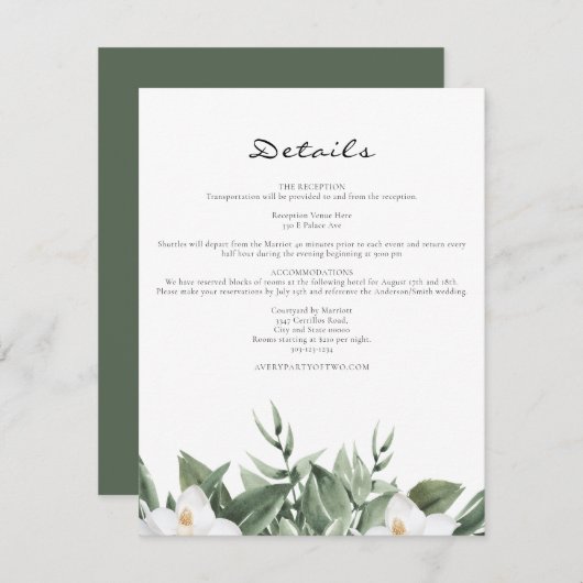 NOLA New Orleans Magnolia Informationen zur Bourbo Einladung (Vorne/Hinten)