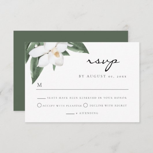 NOLA New Orleans Magnolia Wedding RSVP Postcard Einladung (Vorne/Hinten)