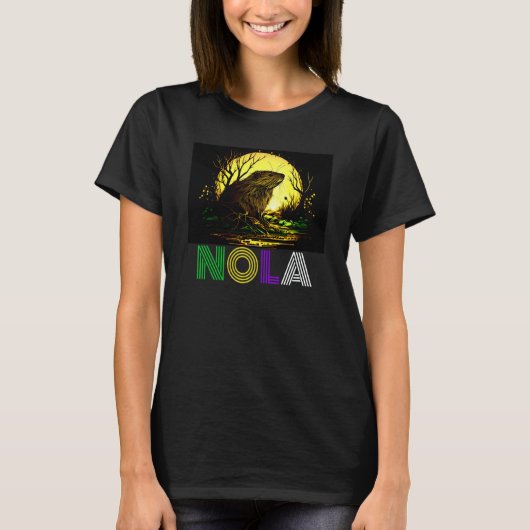 Nola Saying New Orleans Mardi Gras Nutria Rat 2 T-Shirt (Vorderseite)