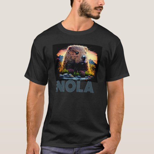 Nola Saying New Orleans Mardi Gras Nutria Rat 6 T-Shirt (Vorderseite)