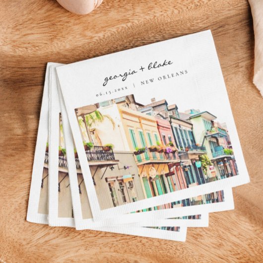 NOLA Watercolor New Orleans Bourbon Street Wedding Serviette