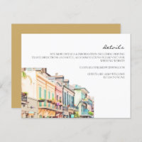 Nola - Watercolor New Orleans Wedding Details Card
