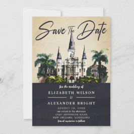 Nola Watercolor New Orleans Wedding Save the Date Einladung
