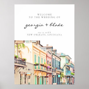 NOLA Watercolor New Orleans Wedding Welcome Sign Poster