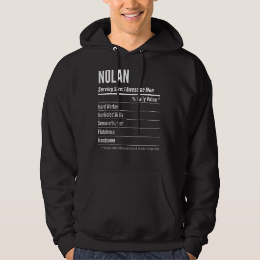 Nolan Serving Size Nutrition Label Calories Hoodie (Vorderseite)