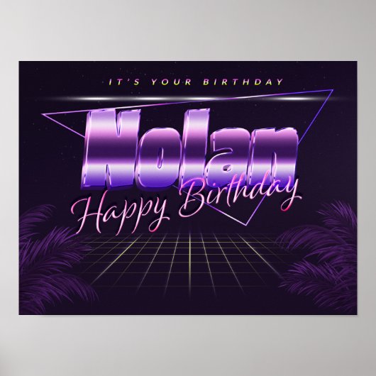 Nolan Vorname lila retro poster Geburtstag (Vorne)