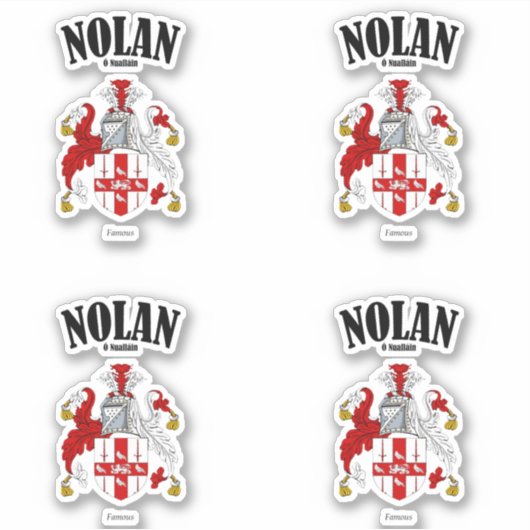 Nolan Wappen Irish Translation & Meaning (x4) Aufkleber (Vorderseite)