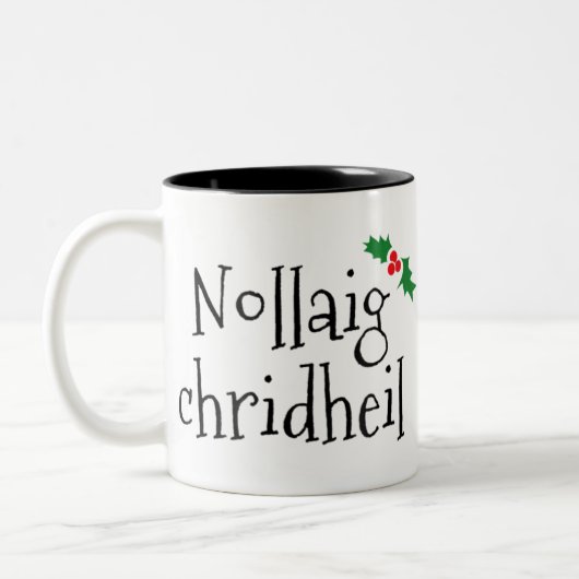Nollaig chridheil fröhliche Weihnachten schottisch Zweifarbige Tasse (Links)