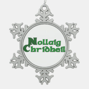 Nollaig Chridheil - schottische Schneeflocken Zinn-Ornament