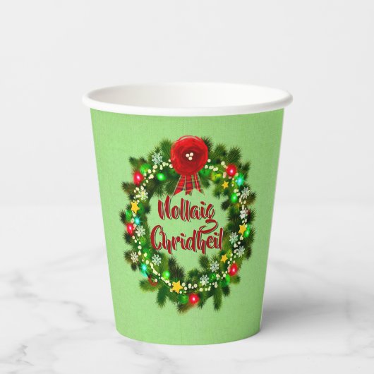 Nollaig Chridheil Scottish Christmas Pappbecher (Rückseite)
