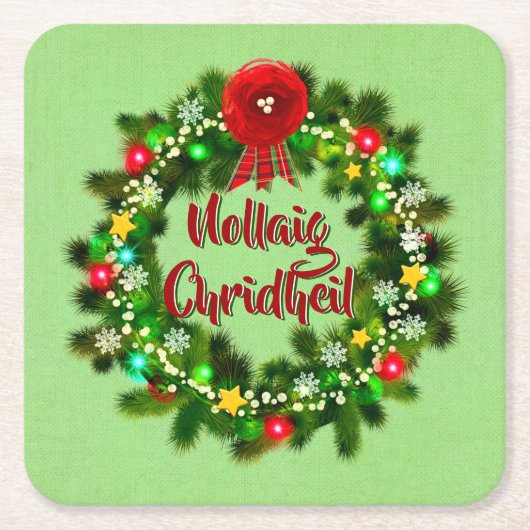 Nollaig Chridheil Scottish Christmas Rechteckiger Pappuntersetzer (Vorderseite)