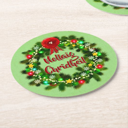 Nollaig Chridheil Scottish Christmas Runder Pappuntersetzer (Angewinkelt)
