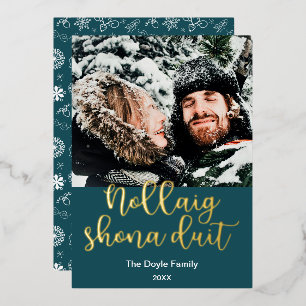 Nollaig Shona Duit Frohe Weihnachten auf Irisch Gä Folien Feiertagskarte