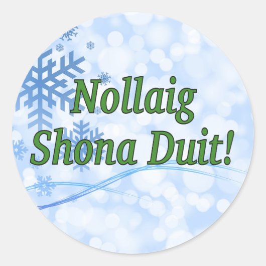 Nollaig Shona Duit! Frohe Weihnachten im irischen Runder Aufkleber (Vorderseite)