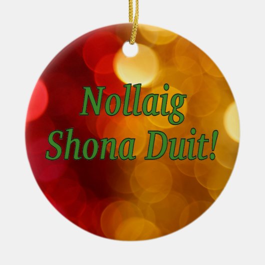 Nollaig Shona Duit! Frohe Weihnachten in irischer Keramik Ornament (Vorne)