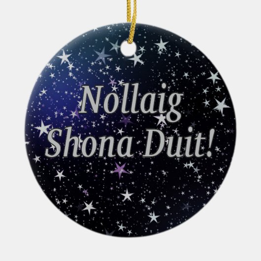 Nollaig Shona Duit! Frohe Weihnachten in irischer  Keramikornament (Vorne)