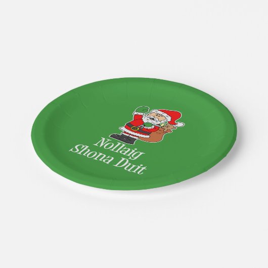 Nollaig Shona Duit irisches Weihnachten Sankt Pappteller (Schrägansicht)