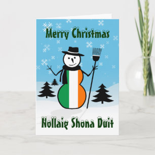 Nollaig Shona Duit Merry Christmas Ireland Snowman Feiertagskarte