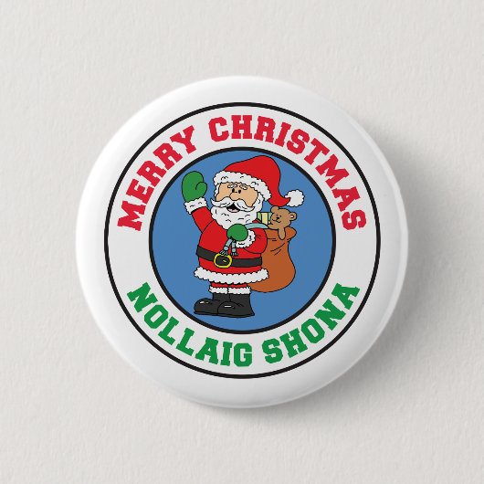 Nollaig Shona Irish Christmas Santa Button (Vorderseite)
