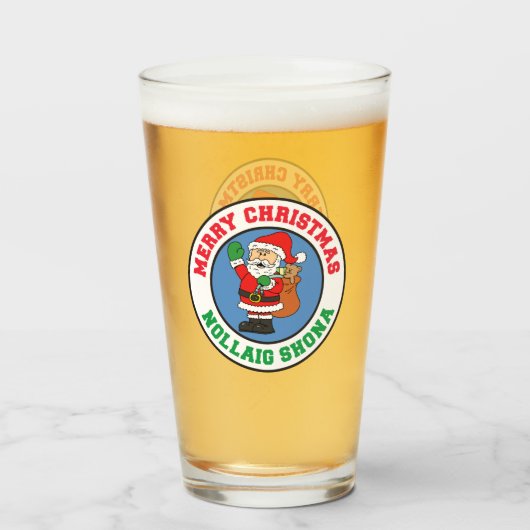 Nollaig Shona Irish Christmas Santa Glass Glas (Vorne (Gefüllt))