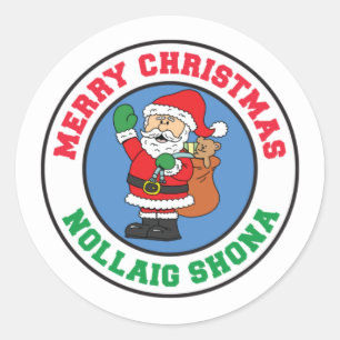 Nollaig Shona Irish Christmas Santa Runder Aufkleber