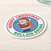 Nollaig Shona Irish Christmas Santa Runder Pappuntersetzer (Angewinkelt)