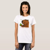 "Nom." Das T-Shirt der bunten Capybara-Frau (Vorne ganz)