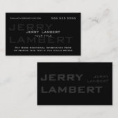 Nom Propre Modern Black Visitenkarte (Vorne/Hinten)