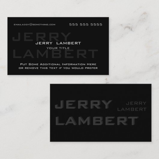 Nom Propre Modern Black Visitenkarte (Vorne/Hinten)