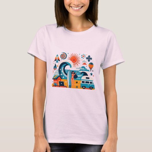 Nomad Surfer Beach Girl T-Shirt (Vorderseite)