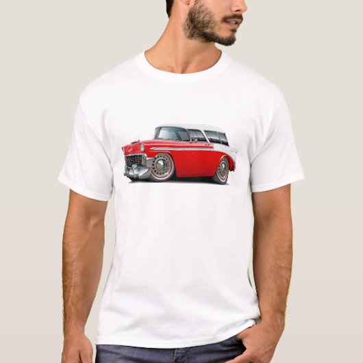 Nomade-Rot-Weißes Spitzenauto 1956 T-Shirt (Vorderseite)