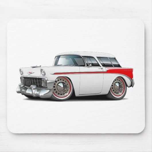 Nomade-Weiß-Rotes Auto 1956 Mousepad (Vorne)