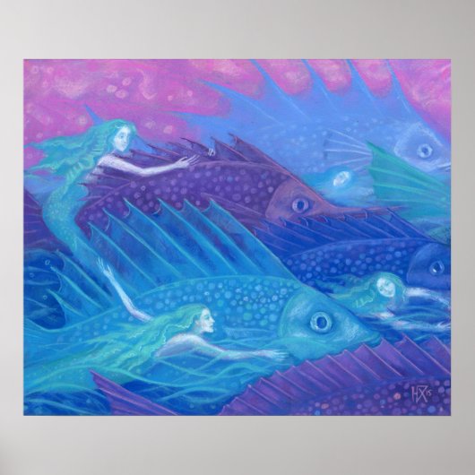 Nomaden für den Ozean, Fantasiekunst, Meerjungfrau Poster (Vorne)