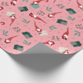 Nomaden mit Weihnachtsbäumen und Geschenke auf ros Geschenkpapier (Ecke)