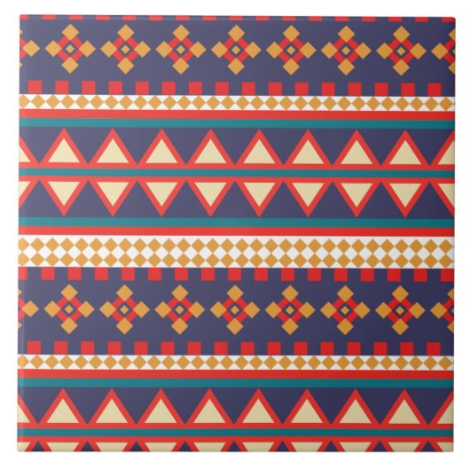 Nomadische Threads | Aztec Pattern Keramik Tile Fliese (Vorderseite)