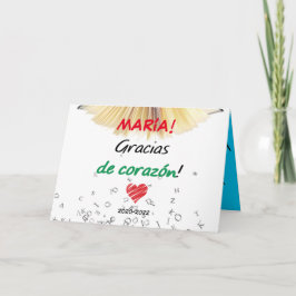 Nombre profesor-a Gracias de corazón Dankeskarte